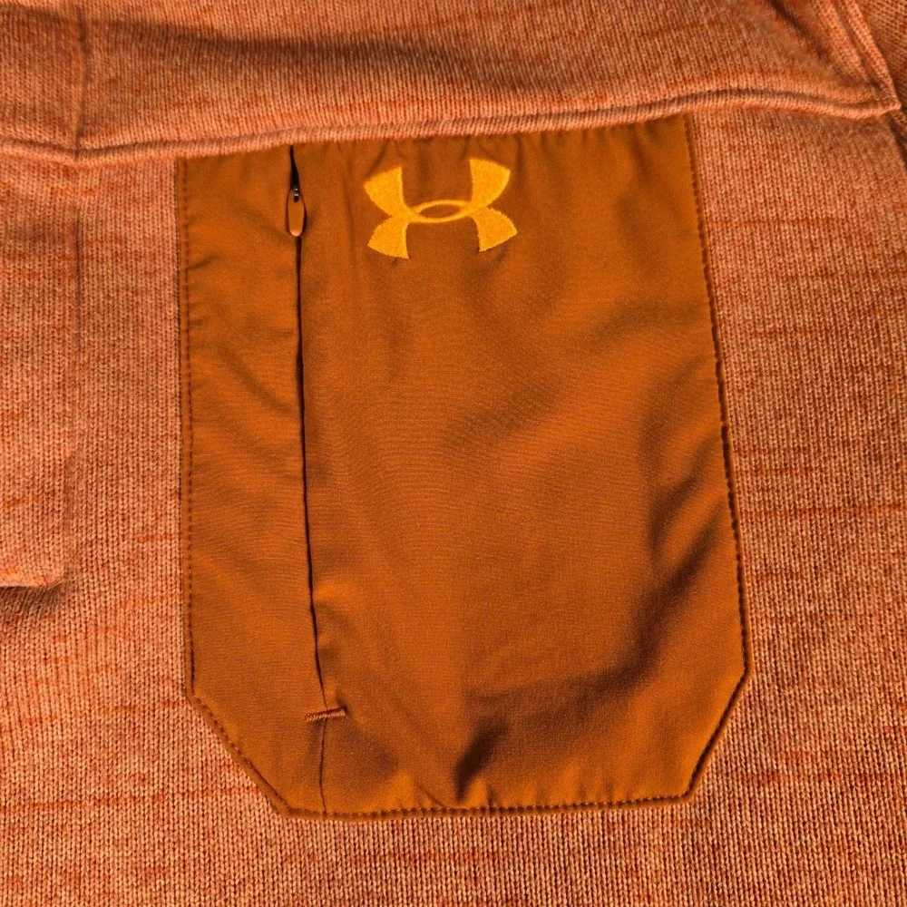 Under Armour Mens XXL Orange Heather Quarter Zip Fleece Pullover Chest Pocket